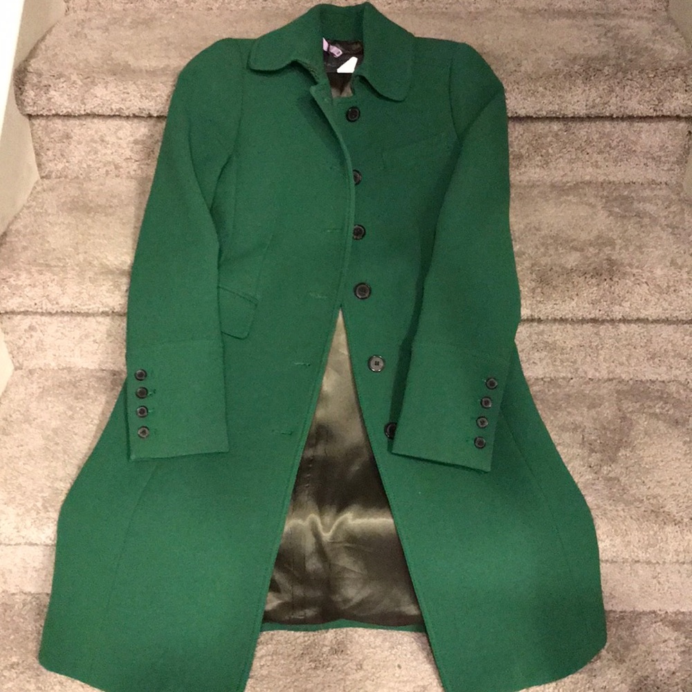 Dark, emerald green J Crew Coat